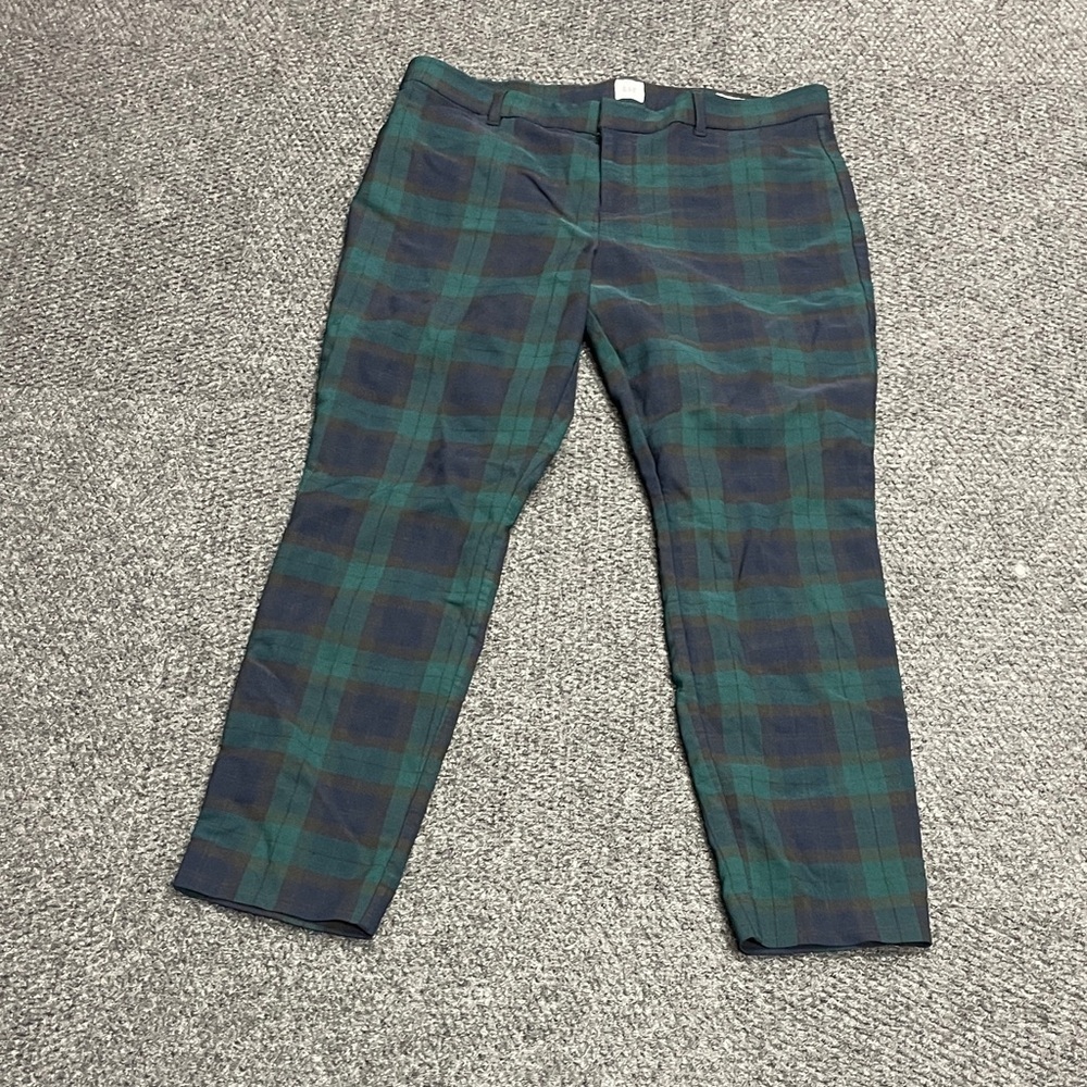 Gap Signature Holiday Skinny Ankle Dress Pant Sz 14 Navy/Green Plaid EUC - Picture 1 of 7